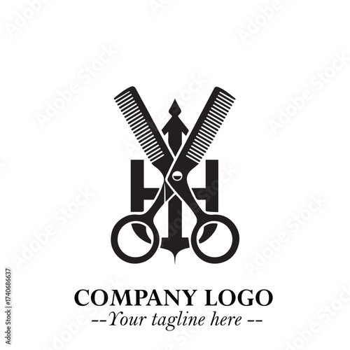 Black and White Barbershop Logo in Classic Vintage Vector Design for Modern Grooming and Style