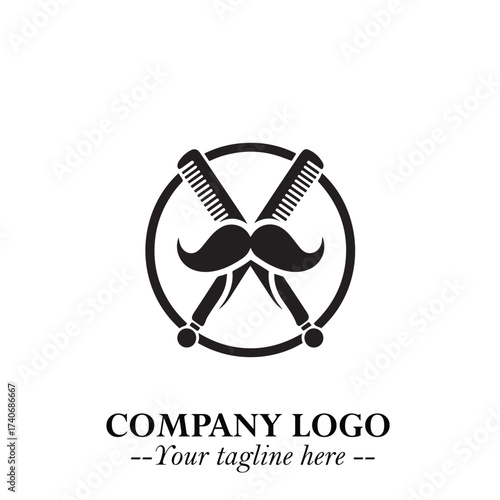 Black and White Barbershop Logo in Classic Vintage Vector Design for Modern Grooming and Style