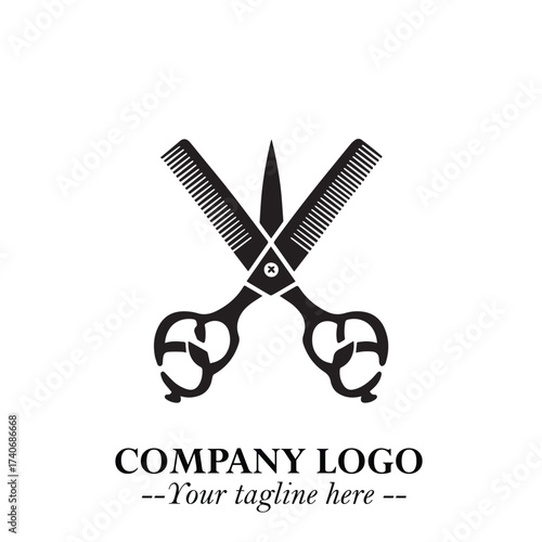 Black and White Barbershop Logo in Classic Vintage Vector Design for Modern Grooming and Style