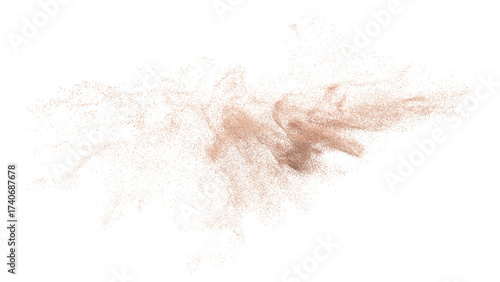 3D rendering of scattered sand granules or dirt on transparent background