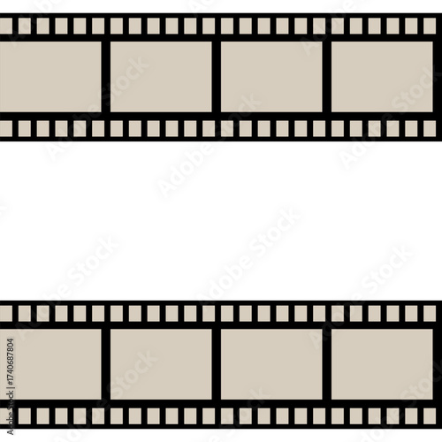 Movie film strip border, featuring blank frames, film production concept suitable for design element.