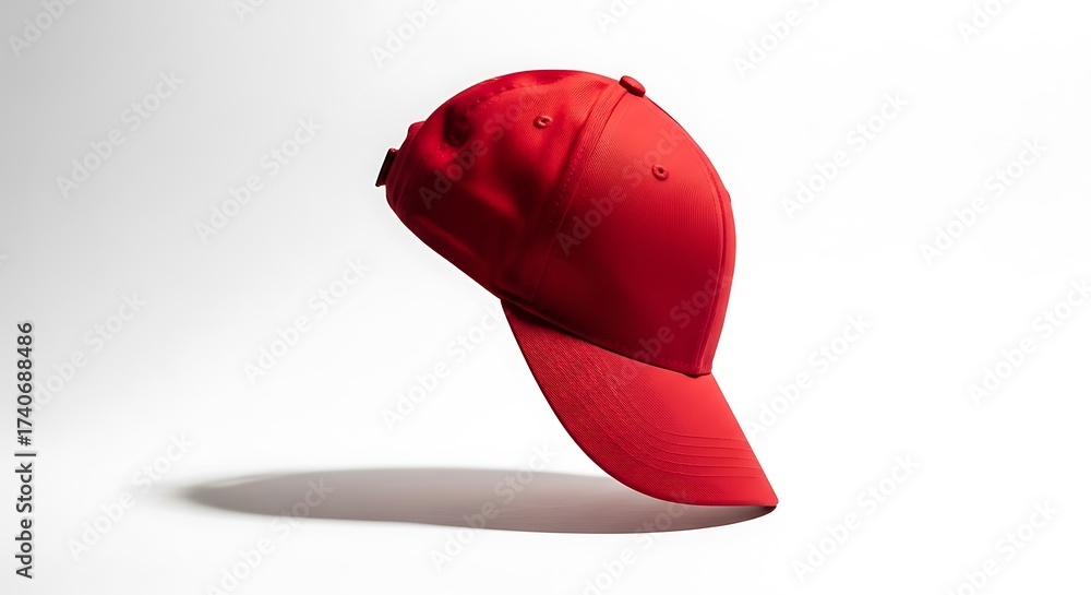Fototapeta premium Red Baseball Cap on White Background.
