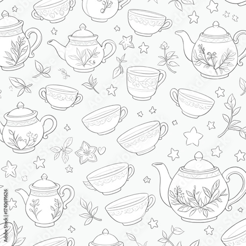 seamless pattern of teacup
