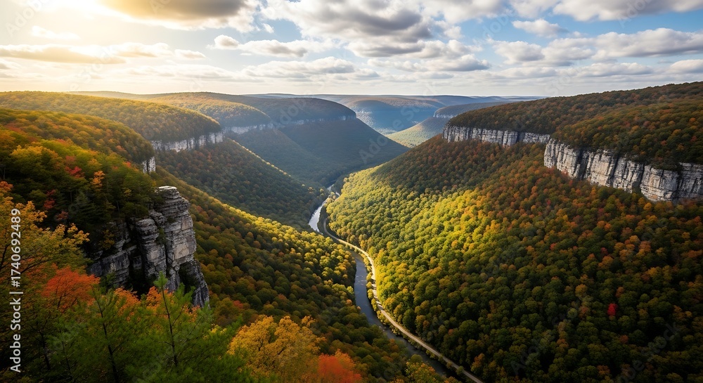 Naklejka premium Scenic Mountain Valley Landscape.