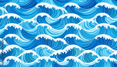 Wallpaper Mural Seamless pattern of stylized ocean waves (1) Torontodigital.ca