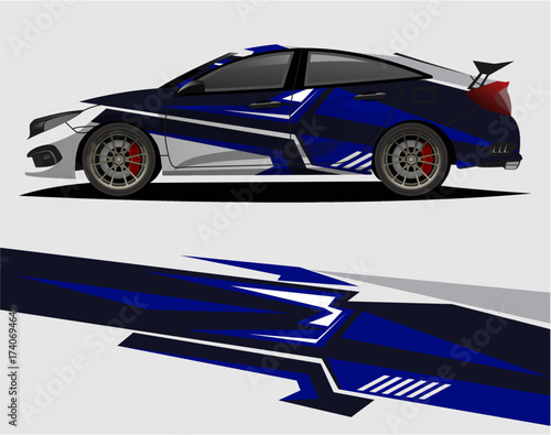 Sport car decal wrap illustration a9.eps