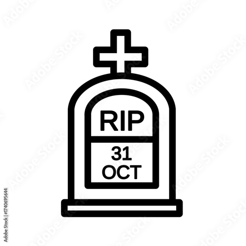 grave with 31 october date of halloween icon