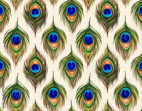 Wallpaper Mural Seamless peacock feather pattern Torontodigital.ca