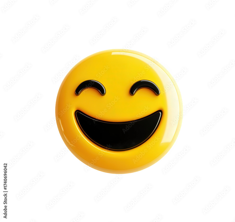 Fototapeta premium A cheerful yellow smiley face isolated on transparent background, radiating positivity and happiness, perfect for expressing joy and lightheartedness in digital communication