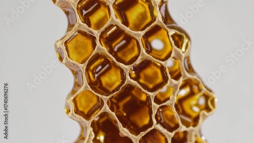 Wallpaper Mural Abstract golden background with bubbles and circular honeycomb texture. Torontodigital.ca