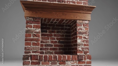 Wallpaper Mural brick wall with window and fireplace in old house exterior. Torontodigital.ca