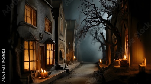 Halloween night in german village lane