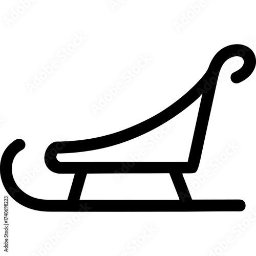 Minimalistic dog sled icon with clean lines
