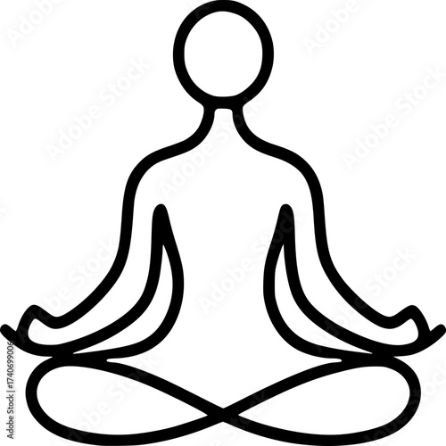 Minimalist Meditation in Lotus Pose Line Art Vector Illustration