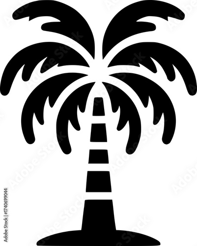 Minimalist Palm Tree Black and White Silhouette Vector