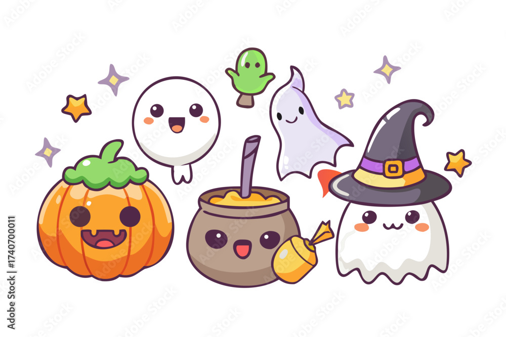 Fototapeta premium Cute halloween characters vector illustration