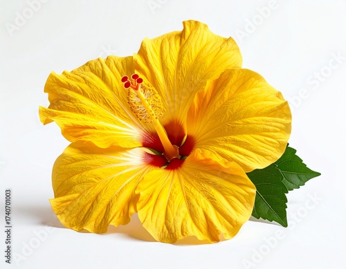 yellow hibiscus flower isolated on white background
