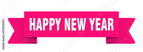 happy new year ribbon isolated on transparent background. happy new year ribbon