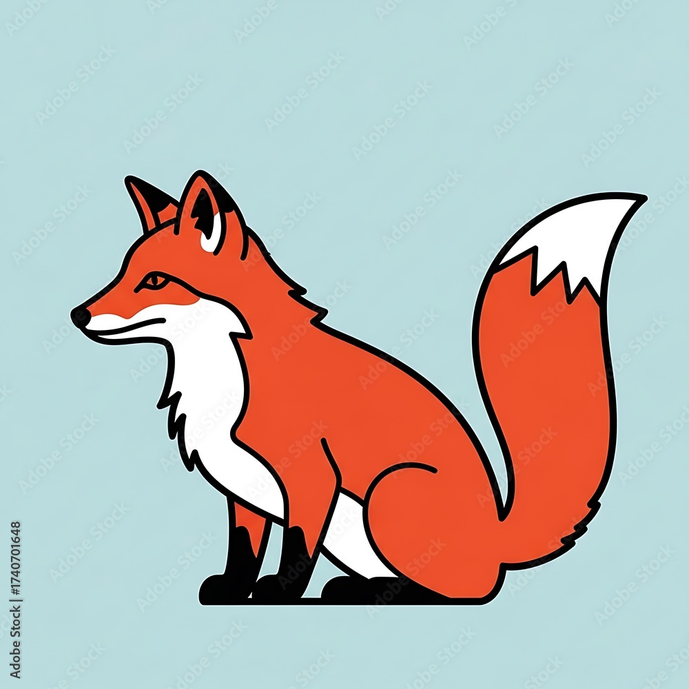 Fototapeta premium Fox Illustration - A Focused Wildlife Portrait in Cartoon Style.