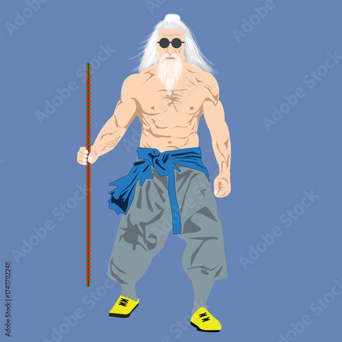 Old Man Ninja Style illustration