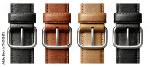 Leather Watch Straps in Various Colors and Styles Isolated PNG