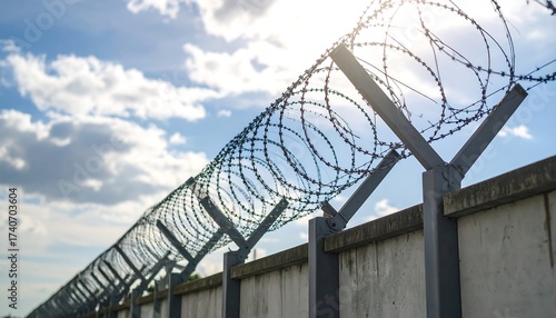 Wallpaper Mural Security fence under a partly cloudy sky Torontodigital.ca