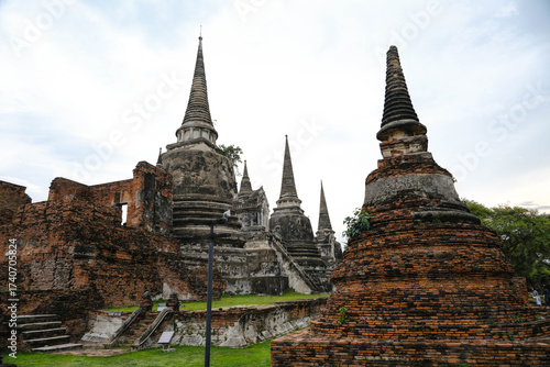 Pagoda at Wat Phra Si Sanphet in the evening, an ancient site in Ayutthaya
