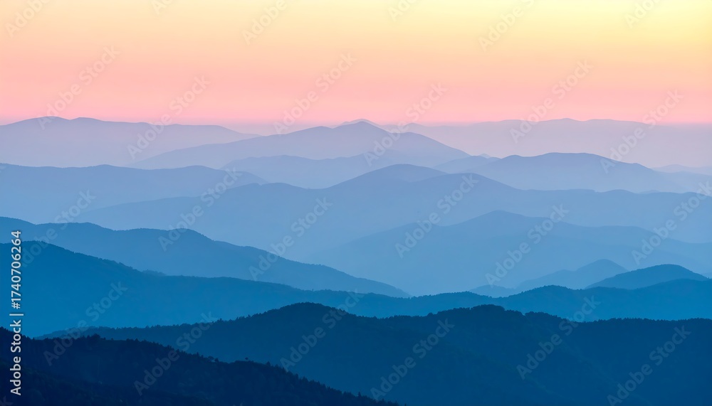 Fototapeta premium Blue Ridge Mountain Layers at Sunset - A Serene Landscape.