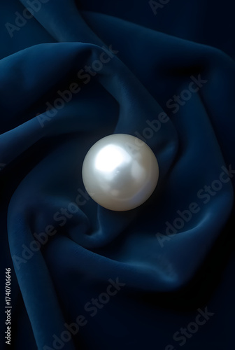 Shiny golden egg or sphere illustration on a luxurious black silk or satin background with dramatic light and reflection, perfect for an Easter or food design concept