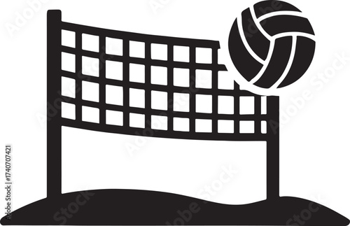 Beach volleyball net and ball vector, perfect for summer, sports, beach, and outdoor activity designs.