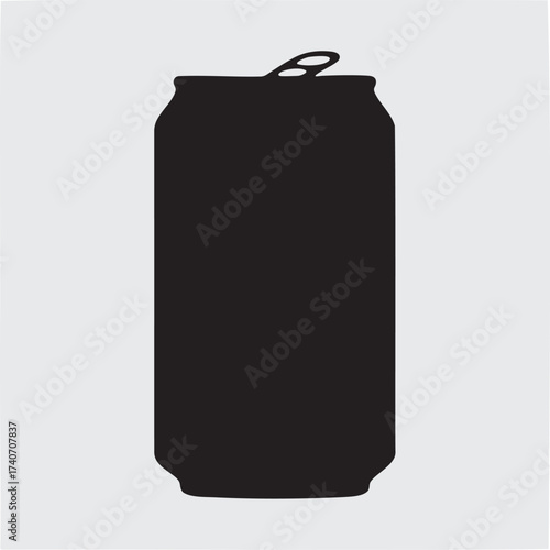 Soda Can Icon, Aluminum Drink Can Silhouette, Beverage Can Illustration, Pop Can Drawing, Black Can Graphic

