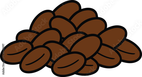 Brown coffee beans pile flat vector illustration scalable eps icon for food and beverage design isolated on transparent background