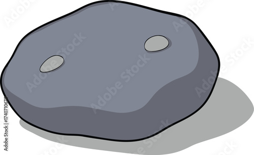 Scalable vector illustration of a gray rough textured rock casting a subtle shadow isolated on transparent background