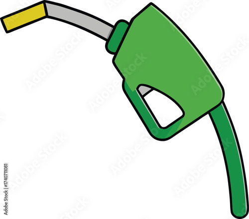 Green fuel nozzle with hose tip isolated vector illustration scalable eps icon isolated on transparent background