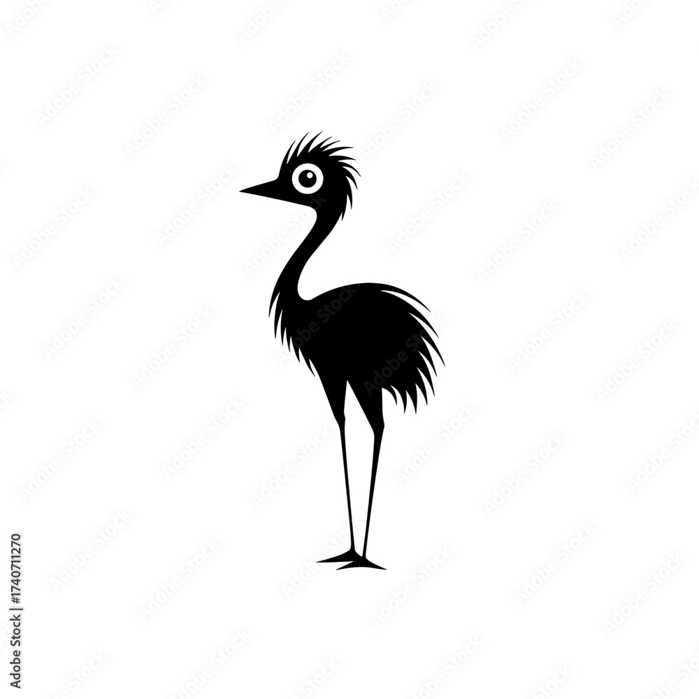 Fototapeta premium Cassowary. Cassowary simple black and white line art vector logo