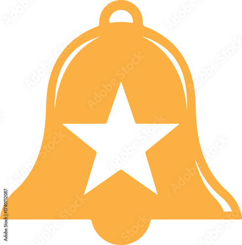 Golden notification bell icon with star for alerts, reminders and important updates, perfect for app design and user interface needs