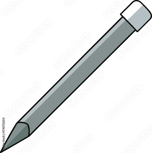 Silver stylus pen with pointed tip vector illustration for digital art and design isolated on transparent background