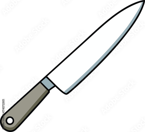 Stainless steel chef knife sharp blade angle vector illustration scalable eps icon isolated on transparent background