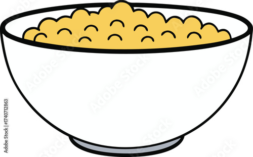 White ceramic bowl filled with cereal and milk vector illustration scalable eps icon isolated on transparent background