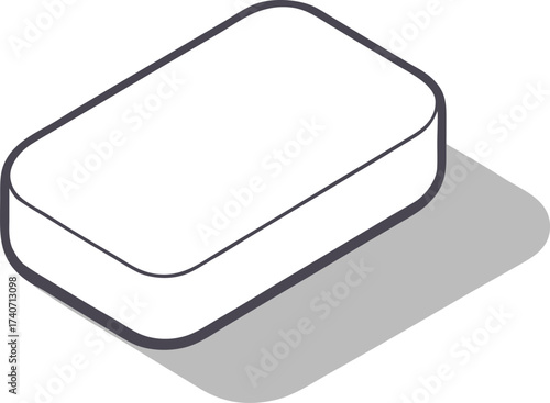 White soap bar with embossed logo casting soft shadows vector illustration scalable eps icon isolated on transparent background