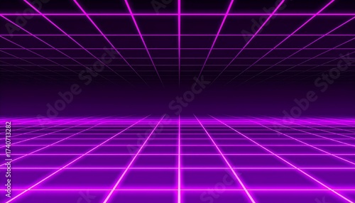 Abstract purple grid background with futuristic retrowave and synthwave vibes