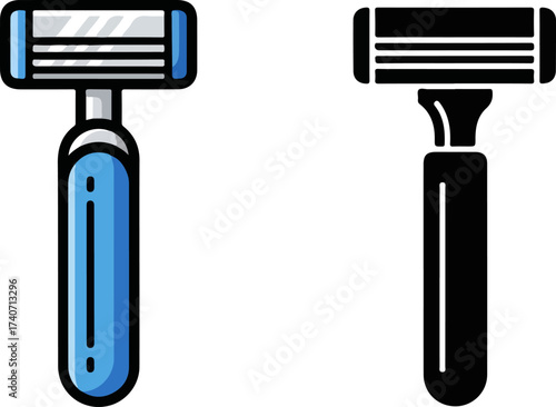 Modern razor with blue handle displayed against a white backdrop, representing personal grooming and hygiene in a clean, minimalist style.