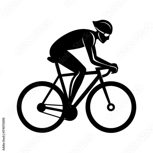  cyclist on time trial bike= shilouette illustration