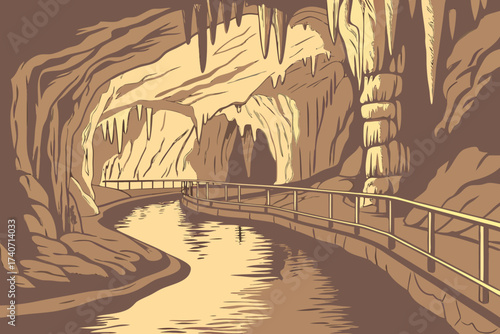 Sequoyah Caverns in Alabama, underground streams flowing through mirrored pools