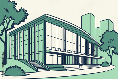 Seattle Opera at McCaw Hall in Washington, glass façade with sweeping atrium and rooftop gardens