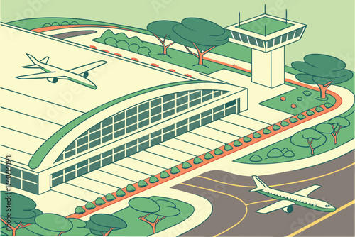 San Francisco International Airport in California, modern glass terminal with art exhibits and wide runways