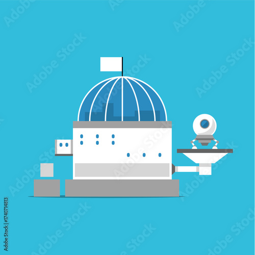Aeronautical reseacrch center icon logo flat vector design
