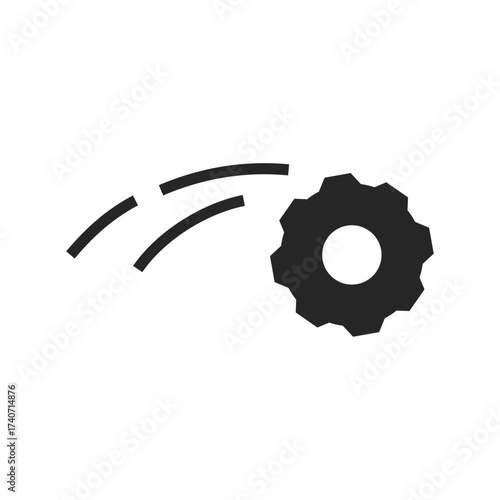 Moving cog gear icon logo flat vector design