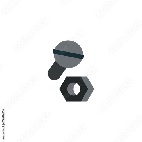 Nut screw icon logo flat vector design