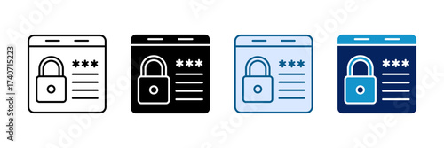 Password Lock Icon Set Multiple Style Collection